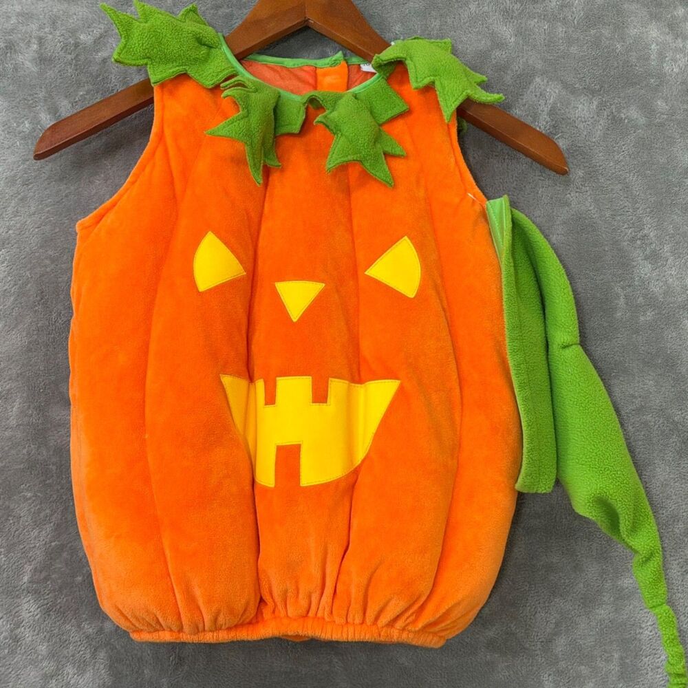 NWOT Hallow’s Eve Pumpkin Costume Toddler 3T Soft Puffy Orange Halloween w Hat